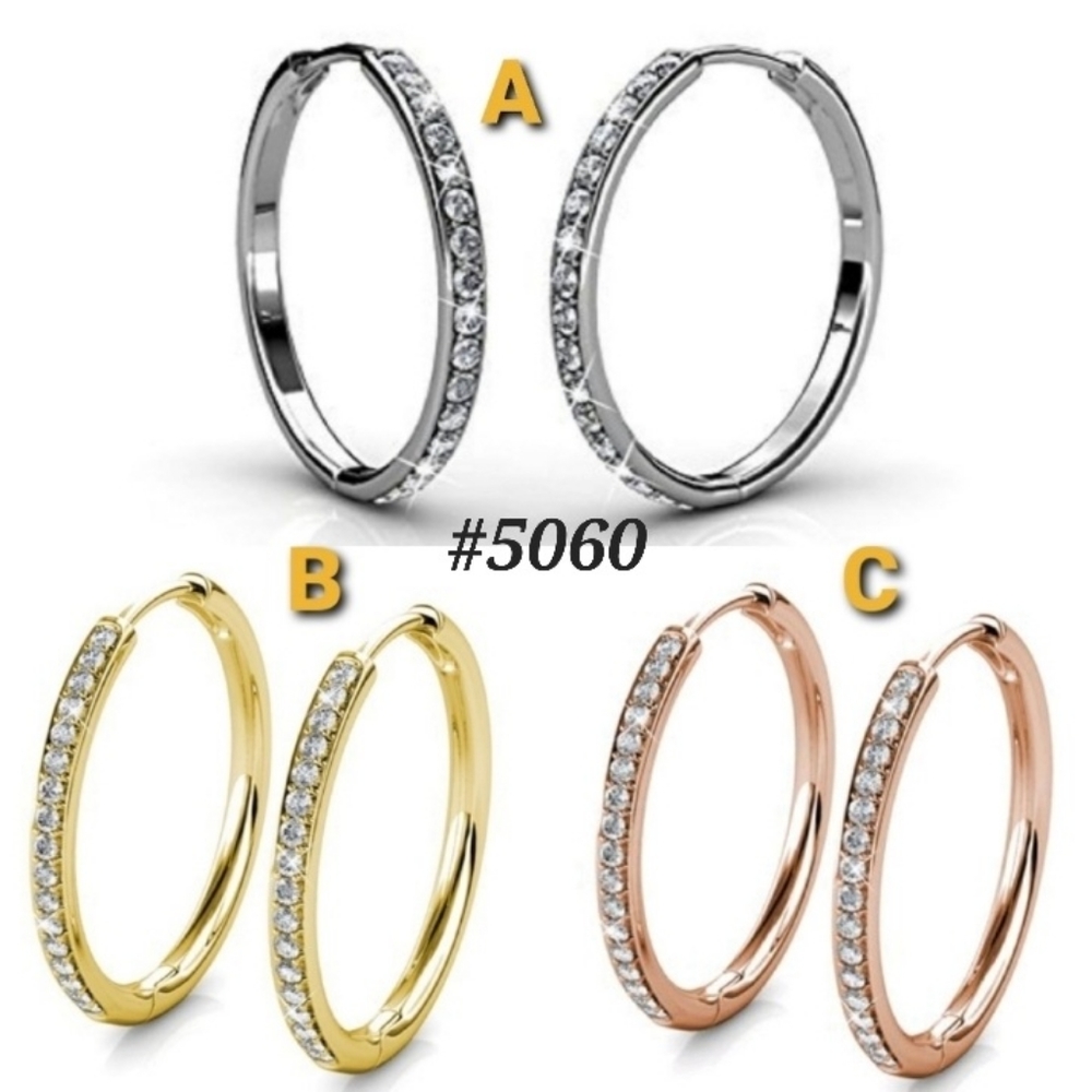 NEW! #5060-B ■Cate & Chloe Swarovski Hoop Earrings🤍